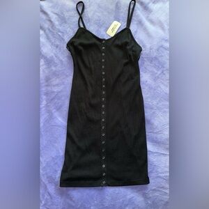 ribbed black button down dress